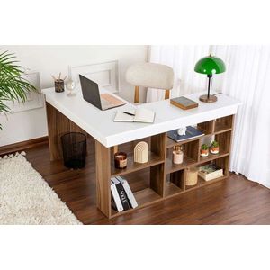 Birou, Hanah Home, Vesper, 130x72x120 cm, PAL, Nuc/Alb imagine