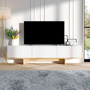 Comoda TV, Hanah Home, Hege, 180x44.6x30 cm, PAL, Stejar alb / safir imagine