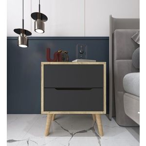 Noptiera, Hanah Home, Flora, 50x60x44 cm, PAL, Stejar safir / Antracit imagine