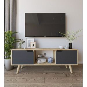 Comoda TV, Hanah Home, Siena, 139.7x53x53 cm, PAL, Stejar safir / Antracit imagine