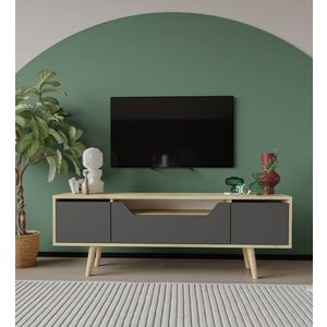 Comoda TV, Hanah Home, Roma 150, 150x53x29.8 cm, PAL, Stejar safir / Antracit imagine