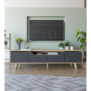 Comoda TV, Hanah Home, Roma 180, 180x48x29.8 cm, PAL, Stejar safir / Antracit imagine