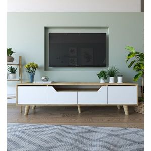 Comoda TV, Hanah Home, Roma 180, 180x48x29.8 cm, PAL, Stejar Safir / Alb imagine