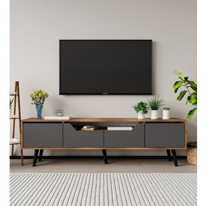Comoda TV, Hanah Home, Roma 180, 180x48x29.8 cm, PAL, Nuc / Antracit imagine