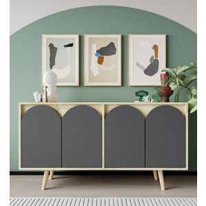 Consola, Hanah Home, Venezia 150, 150x80x45 cm, PAL, Stejar safir / Antracit imagine