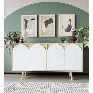 Consola, Hanah Home, Venezia 150, 150x80x45 cm, PAL, Stejar Safir / Alb imagine