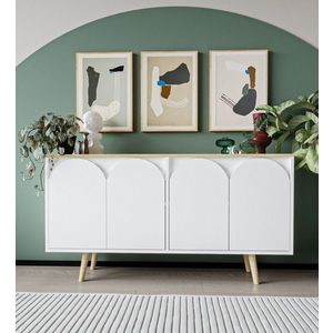 Consola, Hanah Home, Venezia 150, 150x80x45 cm, PAL, Stejar Safir / Alb imagine