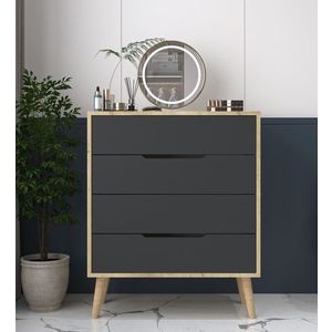 Dulap, Hanah Home, Flora, 78x95x45 cm, PAL, Stejar safir / Antracit imagine