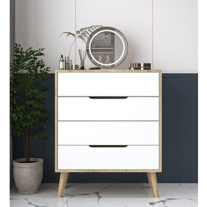 Dulap, Hanah Home, Flora, 78x95x45 cm, PAL, Stejar Safir / Alb imagine