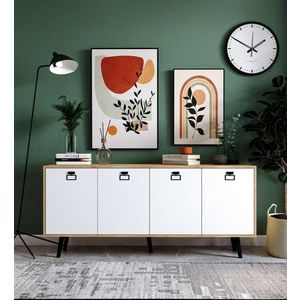 Consola, Hanah Home, Mirza Modern 180, 180x80x45 cm, PAL, Stejar Safir / Alb imagine
