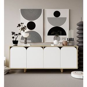 Consola, Hanah Home, Lazio Bohem 180, 180x75x45 cm, PAL, Stejar Safir / Alb imagine