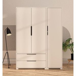 Dulap pentru haine, Hanah Home, Flora 137, 137x183x45 cm, PAL, Alb imagine