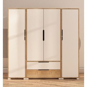 Dulap pentru haine, Hanah Home, Flora 184, 184x183x45 cm, PAL, Alb imagine