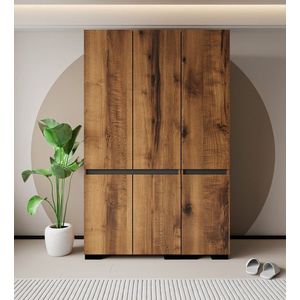 Dulap pentru haine, Hanah Home, Floransa 135, 135x210x52 cm, PAL, Nuc / Antracit imagine