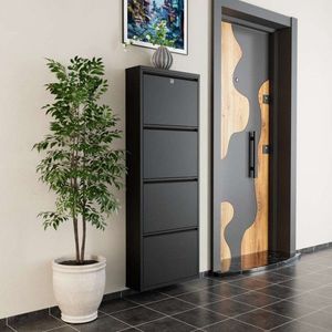 Pantofar, Hanah Home, Locking 4 Piece Metal, 50x136x15 cm, Metal, Negru imagine