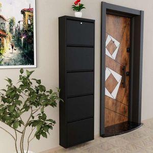 Pantofar, Hanah Home, Locking 5 Piece Metal, 50x169x15 cm, Metal, Negru imagine