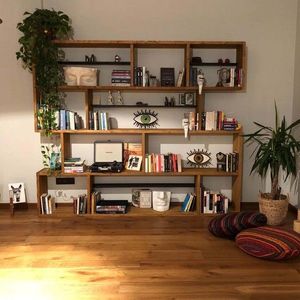 Corp biblioteca, Hanah Home, CPT6004-200, 200x200x30 cm, Lemn, Maro imagine
