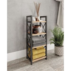 Raft universal, Hanah Home, Mini Flower 4, 23x64x18 cm, 100% PLASTIC LEMN, Negru imagine