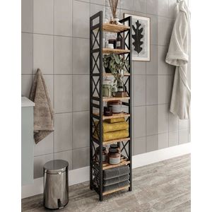 Raft universal, Hanah Home, Mini Flower 8, 23x128x18 cm, 100% PLASTIC LEMN, Negru imagine