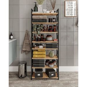 Raft universal, Hanah Home, Plastic Bathroom 8, 46x128x18 cm, 100% PLASTIC LEMN, Negru imagine