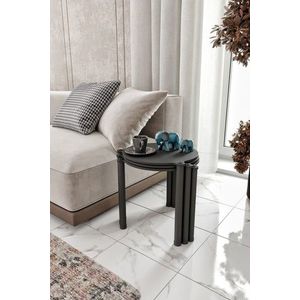 Set masute 3 piese, Hanah Home, Lavia 3, MDF , Negru imagine