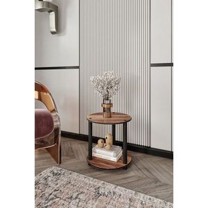 Masuta de cafea, Hanah Home, Bookcase 2 Layer Round, 34x38x34 cm, MDF , Maro imagine