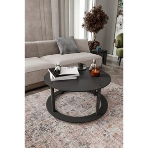 Masuta de cafea, Hanah Home, Hole Round, MDF , Negru imagine