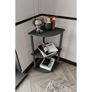 Corp biblioteca, Hanah Home, Bookcase 3-Tiers Corner, 34x72x34 cm, MDF , Negru imagine