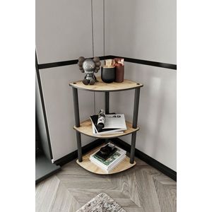 Corp biblioteca, Hanah Home, Bookcase 3-Tiers Corner, 34x72x34 cm, MDF , Stejar imagine
