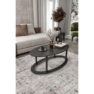 Masuta de cafea, Hanah Home, Hole Ellipse, 60x40x38 cm, MDF , Negru imagine