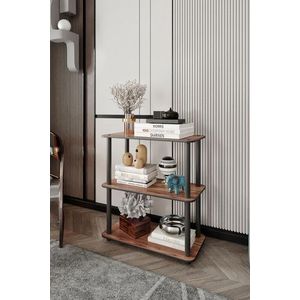 Corp biblioteca, Hanah Home, Bookcase 3-Tiers Rect, 30x72x60 cm, MDF , Maro imagine