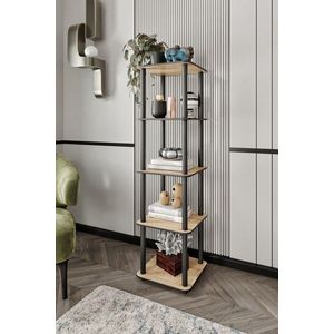Corp biblioteca, Hanah Home, Bookcase 5 Tiers Square, 34x140x34 cm, MDF , Stejar imagine