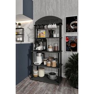 Dulap de bucatarie, Hanah Home, Time, 34x69x140 cm, MDF , Negru imagine