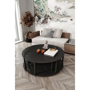 Set masute de cafea, Hanah Home, Yi Yang4L 70, MDF , Negru imagine