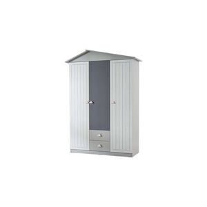 Dulap pentru haine, Hanah Home, Ayder, 130x204x57 cm, PAL, Gri imagine