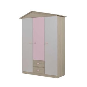 Dulap pentru haine, Hanah Home, Ayder New, 130x204x57 cm, PAL, Roz imagine