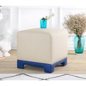 Taburet, Atelier del Sofa, 209FLF1415, 50% bumbac, 50% in, Crem / Albastru imagine