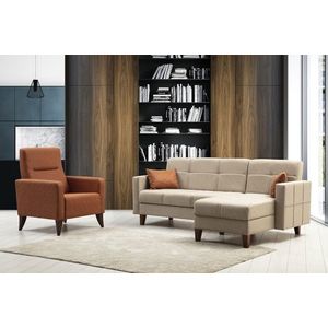 Set de canapea, Atelier del Sofa, 730MST1318, Metal / Lemn, Bej imagine