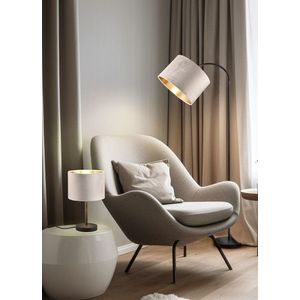 Lampadar Julieta, TRIO, 63x35x156 cm, 60W, 1x E27, metal/textil, negru/bej imagine