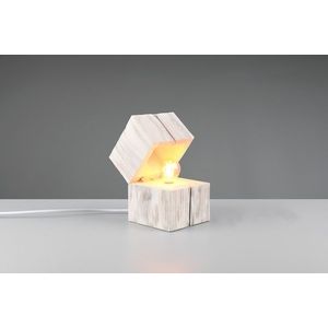 Lampa de masa Treasure, TRIO, 12x12x16 cm, 2W, 1x E14, lemn, alb imagine