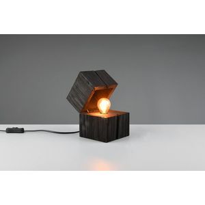 Lampa de masa Treasure, TRIO, 12x12x16 cm, 2W, 1x E14, lemn, negru imagine