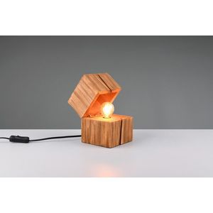 Lampa de masa Treasure, TRIO, 12x12x16 cm, 2W, 1x E14, lemn, natur imagine