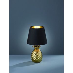 Lampa de masa Pineapple, RL, 20x35 cm, 40W, 1x E14, ceramica/textil, auriu/negru imagine