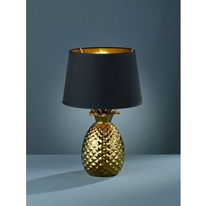 Lampa de masa Pineapple, RL, 28x43 cm, 60W, 1x E27, ceramica/textil, auriu/negru imagine