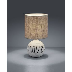 Lampa de masa Esna Love, RL, 16.5x31 cm, 40W, 1x E14, ceramica/textil, gri/alb imagine