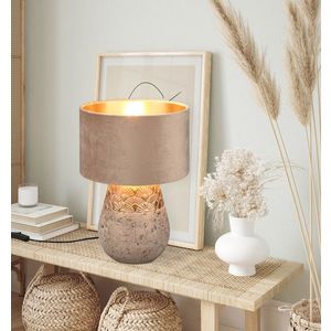 Lampa de masa Kiran, RL, 26x38 cm, 60W, 1x E27, ceramica/catifea, gri/bej imagine