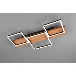 Plafoniera Harper, TRIO, 65x34.5x7.5 cm, 30W, 1x SMD, metal/lemn, natur/negru mat imagine
