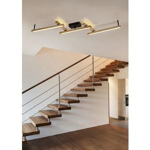 Plafoniera Bellari, TRIO, 180x10x13.5 cm, 36W, 1x SMD, lemn, natur/negru imagine