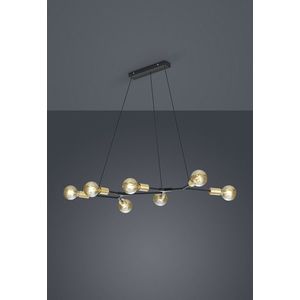 Lustra Cross, TRIO, 91x45x150 cm, 28W, 7x E27, metal, negru mat/auriu imagine