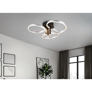 Plafoniera Caruso, TRIO, 65.5x20 cm, 43W, 1x SMD, metal, negru/argintiu lucios imagine